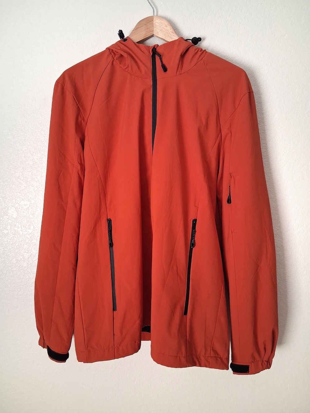 Lefties Men's Large Rust Hooded Shell Zip Up Jacket